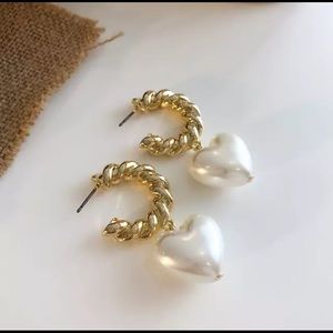 dainty white gold heart earrings